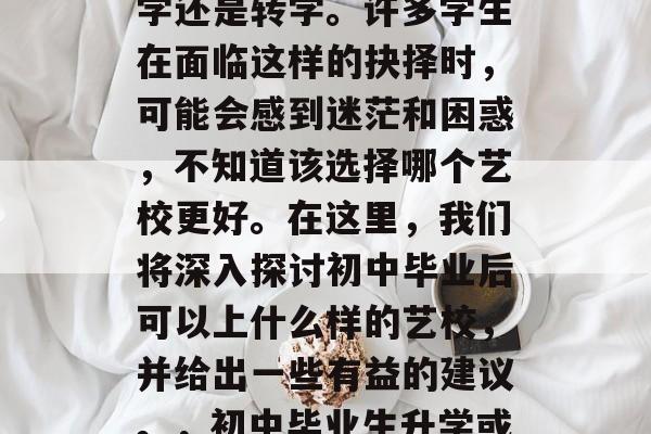 初中毕业的学生面临着一个重要的选择——升学还是转学。许多学生在面临这样的抉择时，可能会感到迷茫和困惑，不知道该选择哪个艺校更好。在这里，我们将深入探讨初中毕业后可以上什么样的艺校，并给出一些有益的建议。，初中毕业生升学或转学，如何做出明智的选择？