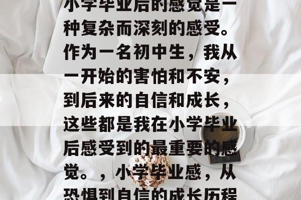 小学毕业后的感觉是一种复杂而深刻的感受。作为一名初中生，我从一开始的害怕和不安，到后来的自信和成长，这些都是我在小学毕业后感受到的最重要的感觉。，小学毕业感，从恐惧到自信的成长历程