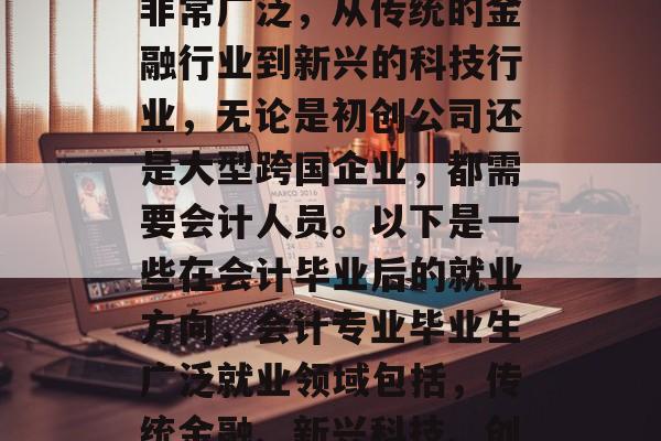 会计毕业后的就业方向非常广泛，从传统的金融行业到新兴的科技行业，无论是初创公司还是大型跨国企业，都需要会计人员。以下是一些在会计毕业后的就业方向，会计专业毕业生广泛就业领域包括，传统金融、新兴科技、创业公司和跨国企业。