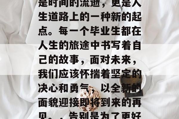毕业后的再见,这不仅是时间的流逝,更是人生道路上的一种新的起点。每一个毕业生都在人生的旅途中书写着自己的故事,面对未来,我们应该怀揣着坚定的决心和勇气,以全新的面貌迎接即将到来的再见。,告别是为了更好的开始,毕业季新起点 毕业后的再见,这不仅是时间的流逝,更是人生道路上的一种新的起点。每一个毕业生都在人生的旅途中书写着自己的故事,面对未来,我们应该怀揣着坚定的决心和勇气,以全新的面貌迎接即将到来的再见。,告别是为了更好的开始,毕业季新起点
