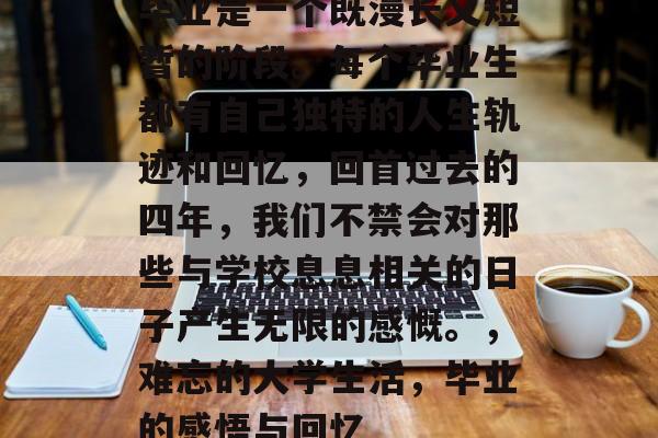 毕业是一个既漫长又短暂的阶段。每个毕业生都有自己独特的人生轨迹和回忆，回首过去的四年，我们不禁会对那些与学校息息相关的日子产生无限的感慨。，难忘的大学生活，毕业的感悟与回忆