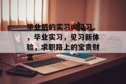 毕业后的实习叫见习。，毕业实习，见习新体验，求职路上的宝贵财富