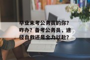 毕业未考公务员的你？咋办？备考公务员，途径自救还是全力以赴？