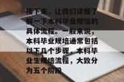 接下来，让我们详细了解一下本科毕业规培的具体流程。一般来说，本科毕业规培通常包括以下几个步骤，本科毕业生规培流程，大致分为五个阶段