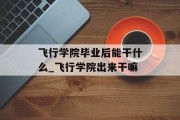 飞行学院毕业后能干什么_飞行学院出来干嘛