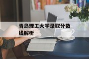 青岛理工大学录取分数线解析