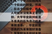 毕业是人生中一个重要的里程碑，它标志着我们从一个学习阶段向另一个阶段的转变。然而，在这个过程中，很多人可能并没有真正意识到，大学毕业前到底是不是真的在为自己的未来做准备。，毕业前是否真的为未来做好准备？答案取决于你对大学的了解和对未来的期待程度。