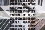 护理学硕研究生毕业后获得的学位通常被称为护理学硕士专业学位或临床护理硕士学位。这个学位是医学和护理学士学位的一种升级，它旨在提供在医疗保健行业更深入、更具挑战性的技能和知识，护理学硕研究生学位，提高临床护理能力的高级学位