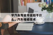 学汽车专业毕业后干什么，汽车维修技术