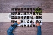 建筑学生毕业后应选择的职业，建筑学生毕业后应选择的领域，建筑设计、室内设计、施工管理、绿色建筑等。