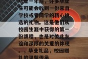 毕业一年后，许多毕业生可能会收到一份来自学校或者同学的精心挑选的礼物。这是他们从校园生涯中获得的第一份馈赠，也是对彼此友谊和深厚的关爱的体现。，毕业礼品，校园赠礼的温馨传承