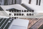 毕业后做什么副业比较好，副业就业，选择什么行业？