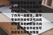 医学类专业毕业后，很多人都会选择从事医疗相关的工作。然而，除了作为一名医生，医学专业的毕业生还可以选择很多其他的职业方向。，医学专业毕业生可选职业方向多如繁星
