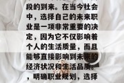 毕业意味着新的人生阶段的到来。在当今社会中，选择自己的未来职业是一项非常重要的决定，因为它不仅影响着个人的生活质量，而且能够直接影响到未来的经济状况和生活品质。，明确职业规划，选择人生新阶段的关键