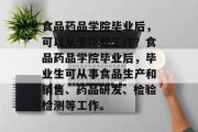 食品药品学院毕业后，可以从事哪些工作？食品药品学院毕业后，毕业生可从事食品生产和销售、药品研发、检验检测等工作。