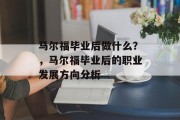 马尔福毕业后做什么？，马尔福毕业后的职业发展方向分析