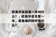 欧美毕业后第一年叫什么？，欧美毕业生第一年，最普遍的称呼是什么？