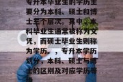 专升本毕业生的学历主要分为本科、硕士和博士三个层次。其中，本科毕业生通常被称为文凭，而硕士毕业生则称为学历。，专升本学历划分，本科、硕士与博士的区别及对应学历等级
