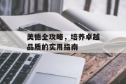 美德全攻略，培养卓越品质的实用指南