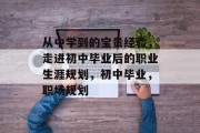 从中学到的宝贵经验，走进初中毕业后的职业生涯规划，初中毕业，职场规划