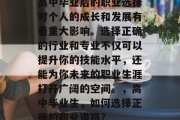高中毕业后的职业选择对个人的成长和发展有着重大影响。选择正确的行业和专业不仅可以提升你的技能水平，还能为你未来的职业生涯打开广阔的空间。，高中毕业生，如何选择正确的职业道路?