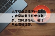 大学毕业后能考什么？，大学毕业生可考公务员、教师资格证、会计从业资格证等。