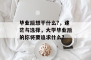 毕业后想干什么?，迷茫与选择，大学毕业后的你将要追求什么?
