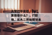 大学IT毕业后，你打算做些什么？，IT职场，从大二开始规划未来