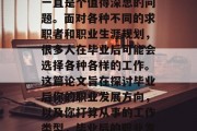毕业后就业方向的选择一直是个值得深思的问题。面对各种不同的求职者和职业生涯规划，很多人在毕业后可能会选择各种各样的工作。这篇论文旨在探讨毕业后你的职业发展方向，以及你打算从事的工作类型，毕业后的职业发展路径，思考各种选择