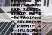 毕业后的选择与追求梦想，是我们每个人生活中无法回避的重要话题。就业市场的多元化和快速变化的特征，为我们提供了多种可能的职业选择。无论是想要从事科研工作，还是寻求一份在零售业工作的机会，或是在医疗行业找到一份满意的工作，选择一个符合自己兴趣和价值观的职业，都是我们追求人生成功的关键步骤。，多元化就业市场，如何选择理想职业？