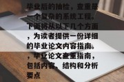 毕业后的抽检，查重是一个复杂的系统工程。下面将从以下几个方面，为读者提供一份详细的毕业论文内容指南。，毕业论文查重指南，包括内容、结构和分析要点