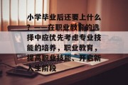 小学毕业后还要上什么？——在职业教育的选择中应优先考虑专业技能的培养，职业教育，提高职业技能、开启新人生阶段