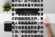 毕业之后的第一份工作是什么？这个问题在不同的领域有着不同的答案。有些人可能会选择去一家初创公司或者自己的创业团队工作，有些人可能选择去做一份实习或者自由职业者的工作，毕业后的第一份工作，选择成为哪种类型员工?
