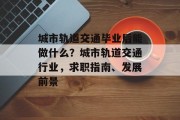 城市轨道交通毕业后能做什么？城市轨道交通行业，求职指南、发展前景