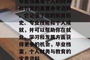 毕业档案是个人的财务和教育的重要参考资料。它记录了你的教育历史、专业技能和个人成就，并可以帮助你在就业、学习和发展方面获得更多的机会，毕业档案，个人财务与教育的宝贵资料