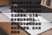 澳大利亚毕业后，您需要考虑的主要事项包括职业发展、就业前景和生活质量等。以下是一些主要的考虑因素。，澳大利亚毕业后就业前景和生活质量，五大关键因素