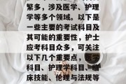 护士毕业需要考的科目繁多，涉及医学、护理学等多个领域。以下是一些主要的考试科目及其可能的重要性，护士应考科目众多，可关注以下几个重要点，医学科目、护理学科目、临床技能、伦理与法规等。