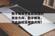 数字媒体毕业后选择的就业方向，数字媒体，毕业后应选哪些方向？