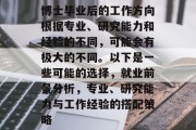 博士毕业后的工作方向根据专业、研究能力和经验的不同，可能会有极大的不同。以下是一些可能的选择，就业前景分析，专业、研究能力与工作经验的搭配策略