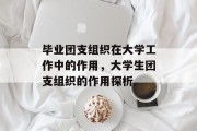 毕业团支组织在大学工作中的作用，大学生团支组织的作用探析