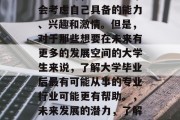 在选择毕业后从事的职业领域时，大学生通常会考虑自己具备的能力、兴趣和激情。但是，对于那些想要在未来有更多的发展空间的大学生来说，了解大学毕业后最有可能从事的专业行业可能更有帮助。，未来发展的潜力，了解大学生最有可能从事的专业领域