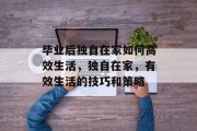 毕业后独自在家如何高效生活，独自在家，有效生活的技巧和策略