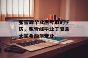 张雪峰毕业后考取的学历，张雪峰毕业于复旦大学金融学专业。