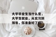 大学毕业生当什么官，大学生就业，从实习到领导，你准备好了吗?