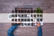 士官学院毕业后的就业选择与途径，士官学院毕业生就业指导，选择何种路径与途径?