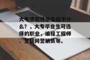 大专学软件毕业后干什么？，大专毕业生可选择的职业，编程工程师、互联网营销员等。