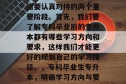 专科毕业后专升本都是需要认真对待的两个重要阶段。首先，我们要了解专科毕业后的专升本都有哪些学习方向和要求，这样我们才能更好的规划自己的学习路径。，专科毕业生专升本，明确学习方向与要求，规划未来之路。