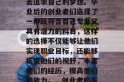 在人生的道路上，我们总是会选择不同的道路去追求自己的梦想。毕业后的创业者们选择了一种既符合自己专业又具有潜力的科目，这样的选择不仅能够让他们实现职业目标，还能够拓宽他们的视野，丰富他们的经历，提高他们的能力。，创业者的不同选择，专业与潜力并存的道路