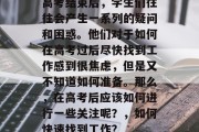 高考结束后，学生们往往会产生一系列的疑问和困惑。他们对于如何在高考过后尽快找到工作感到很焦虑，但是又不知道如何准备。那么，在高考后应该如何进行一些关注呢？，如何快速找到工作？