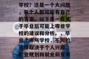 毕业后可以上什么样的学校？这是一个大问题，每个人都可能有自己的答案。以下是一些关于毕业后可能上哪些学校的建议和分析。，毕业上哪所学校，不同的选择取决于个人兴趣、职业规划和就业前景等因素